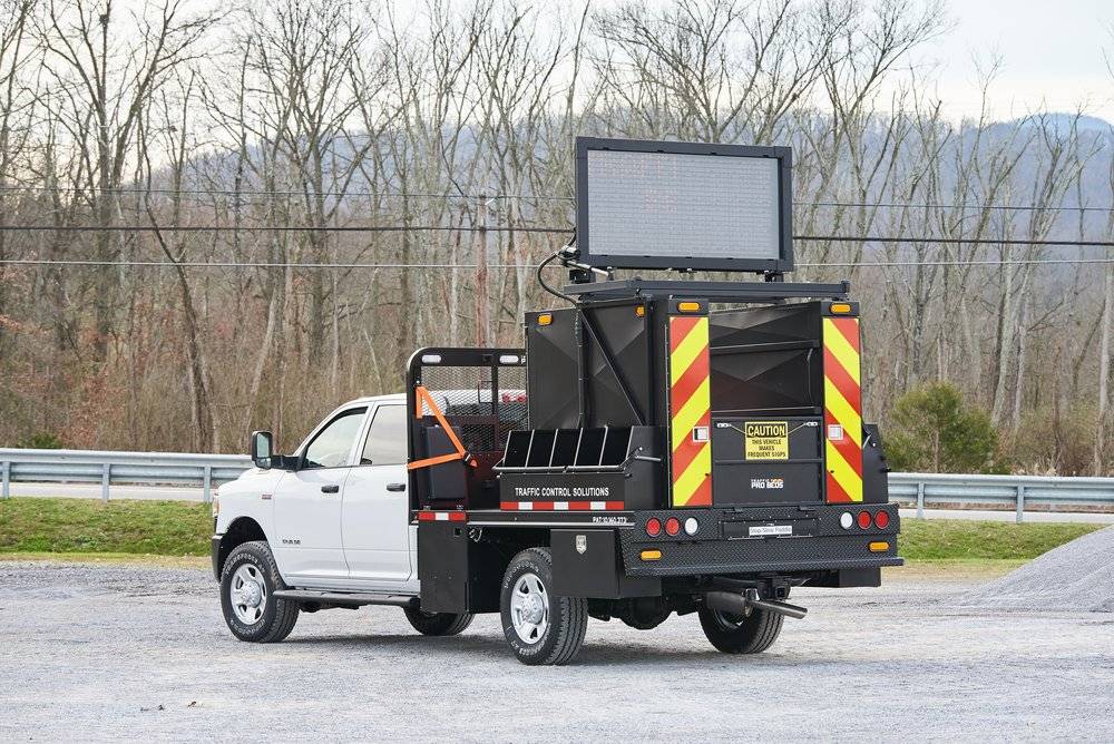 white traffic control truck